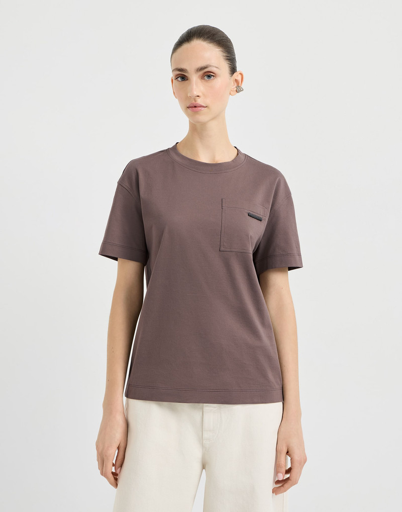 Cotton jersey T-shirt with shiny tab 2