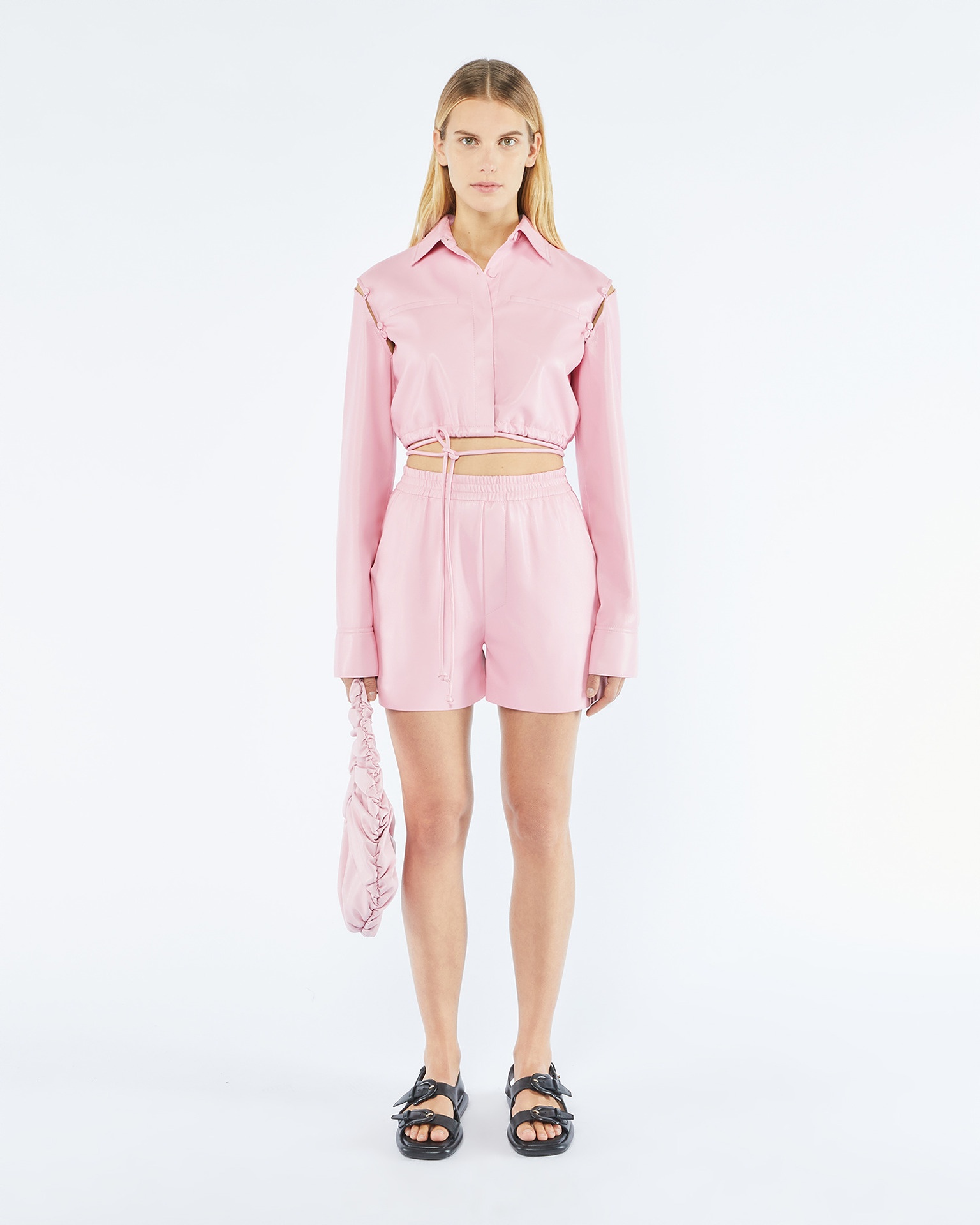 BRENNA - OKOBOR™ alt-leather shorts - Pink - 3