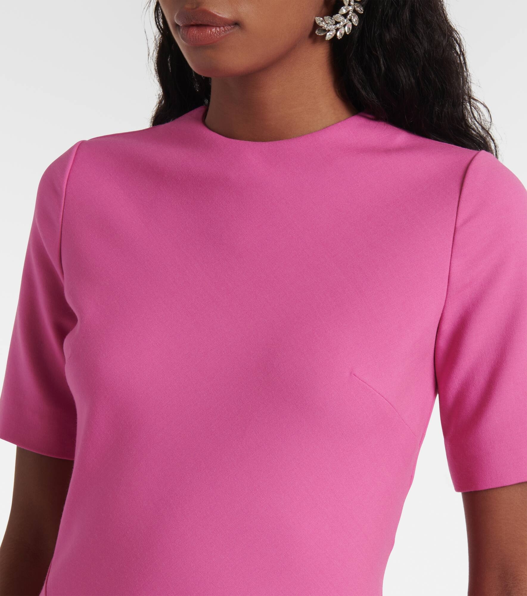 Draped wool-blend midi dress - 4