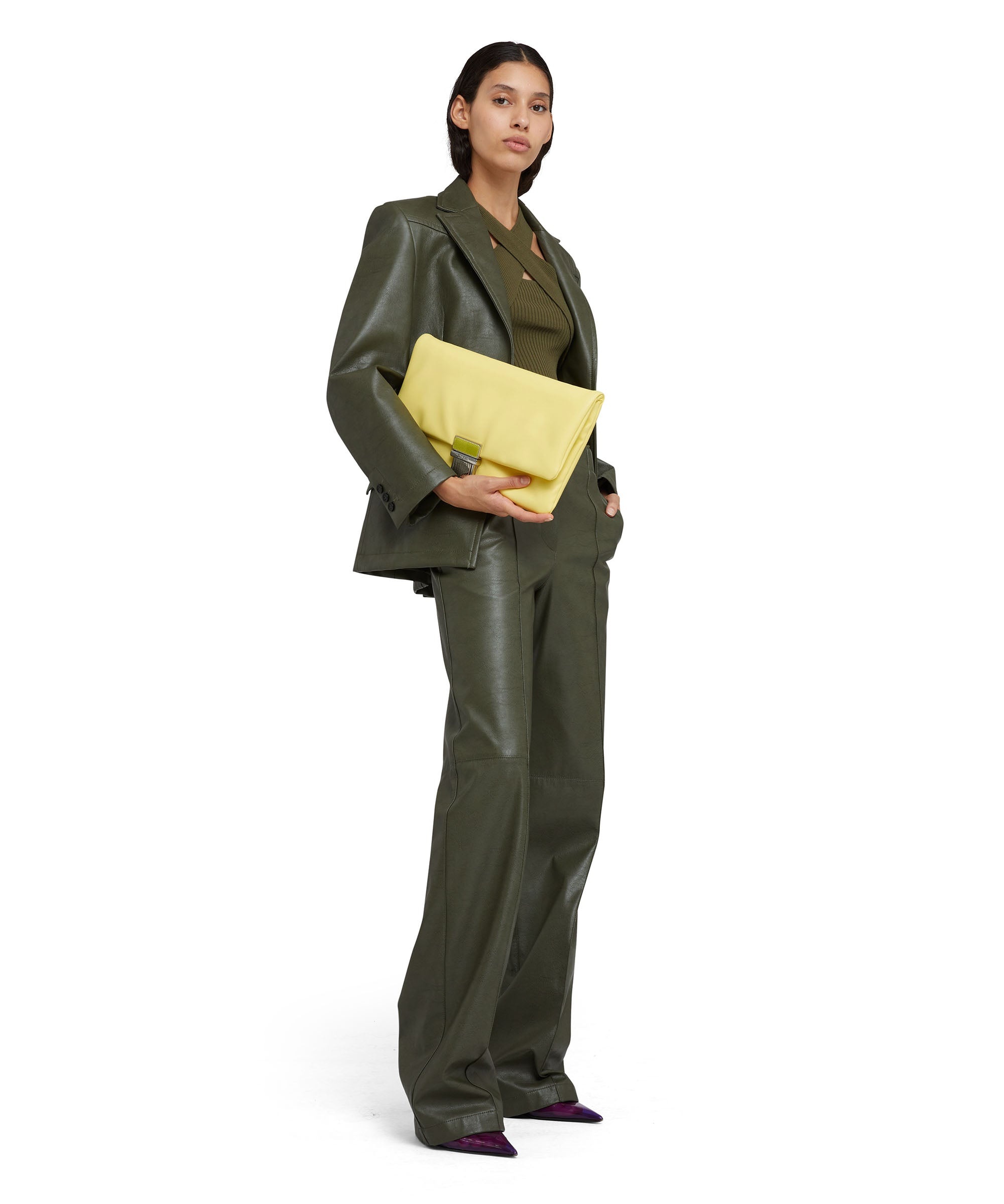 Faux leather tailored pants with straight legs - 5