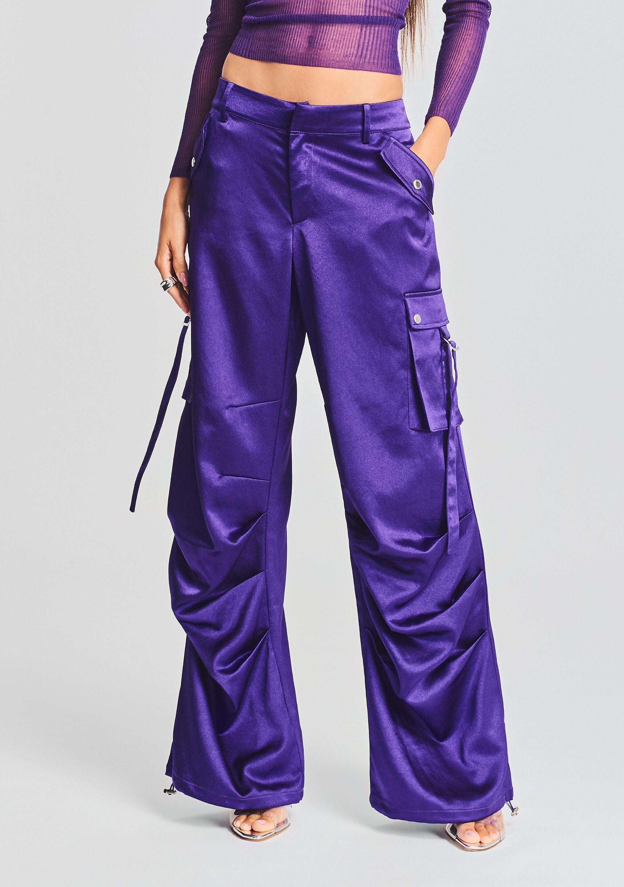 LAI SATIN CARGO PANT - 1