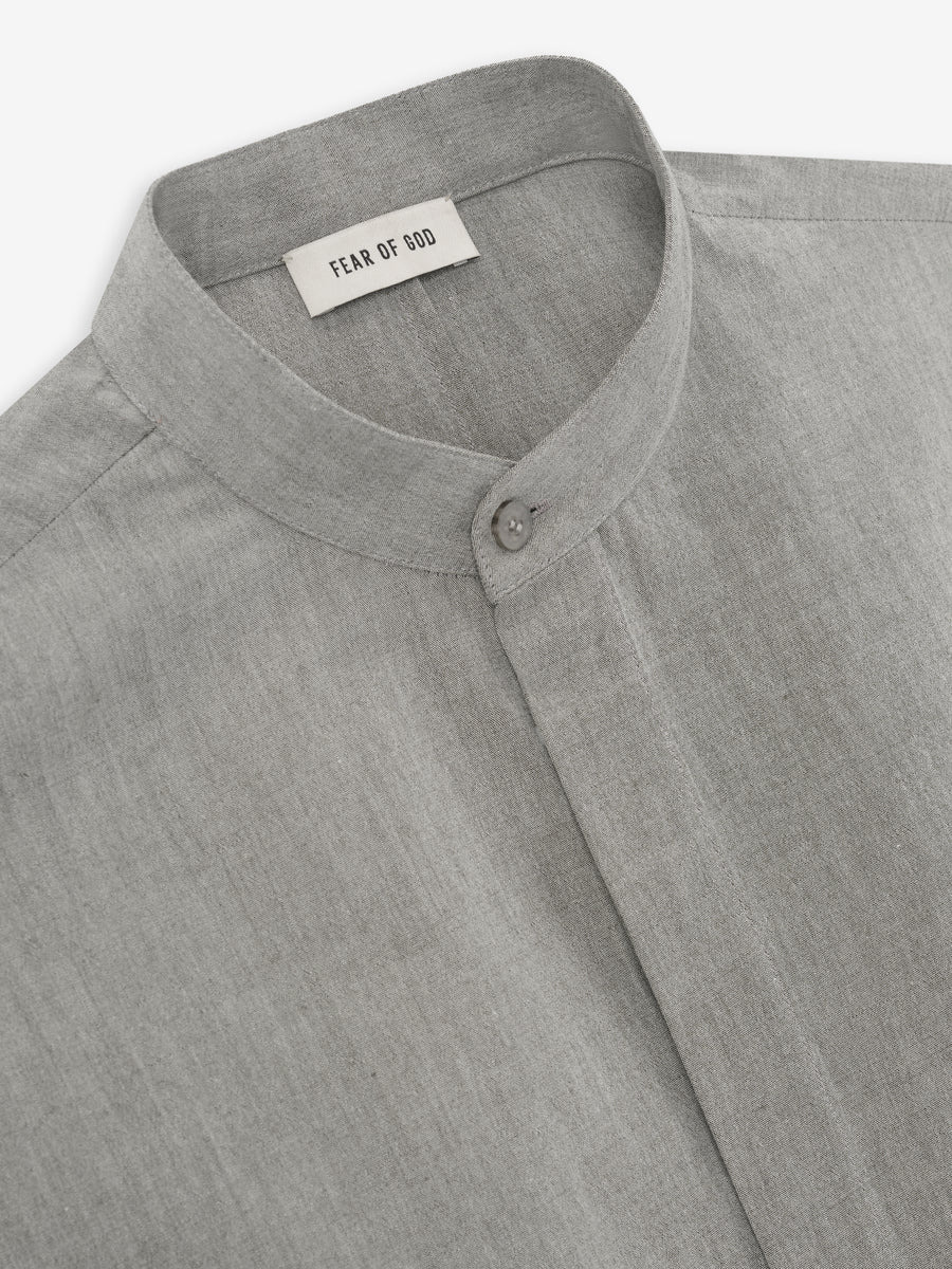 Band Collar Short Sleeve Shirt - 3