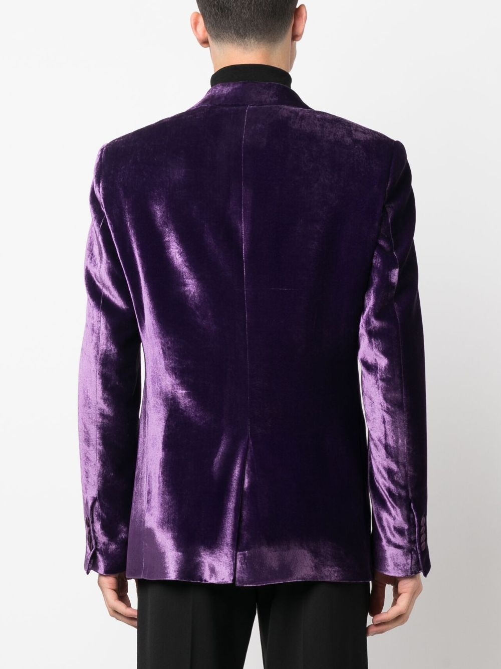 single-breasted velvet blazer - 4