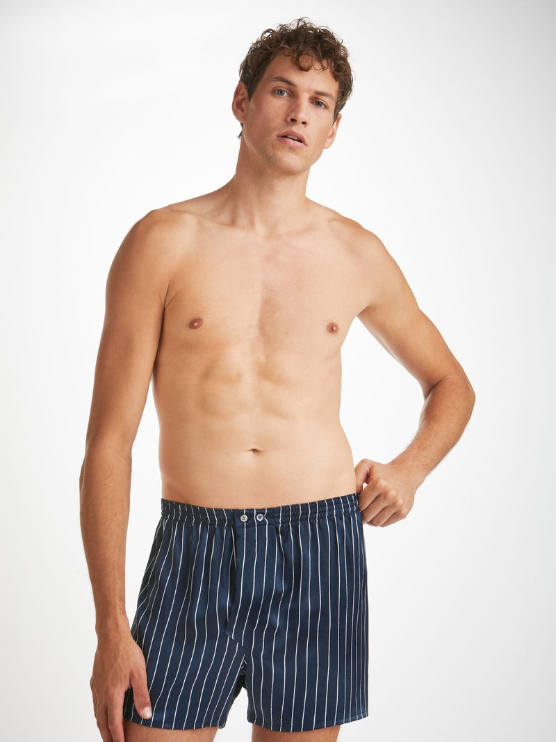 Men's Classic Fit Boxers Brindisi 102 Silk Satin Navy 2