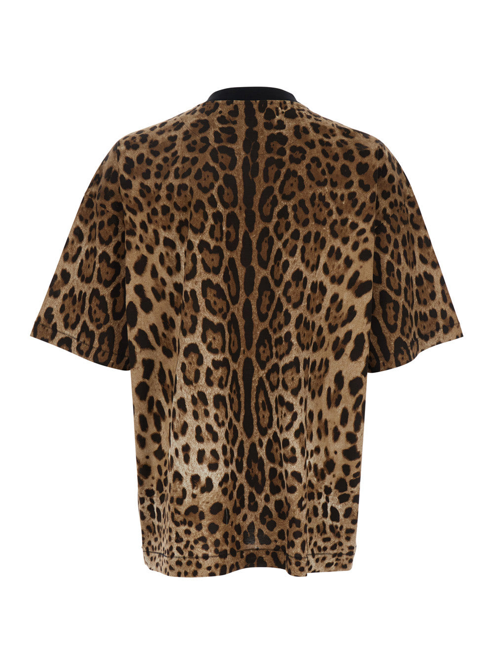Dolce & Gabbana Men Brown T-Shirt With All-Over Leopard Motif In Cotton Man - 2