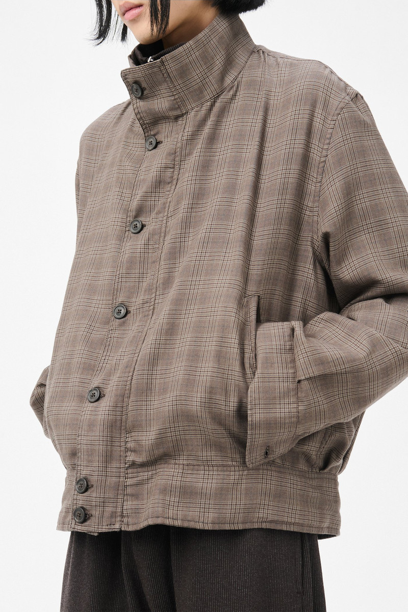 Mock Bomber Dirty Brown Glen Plaid 4