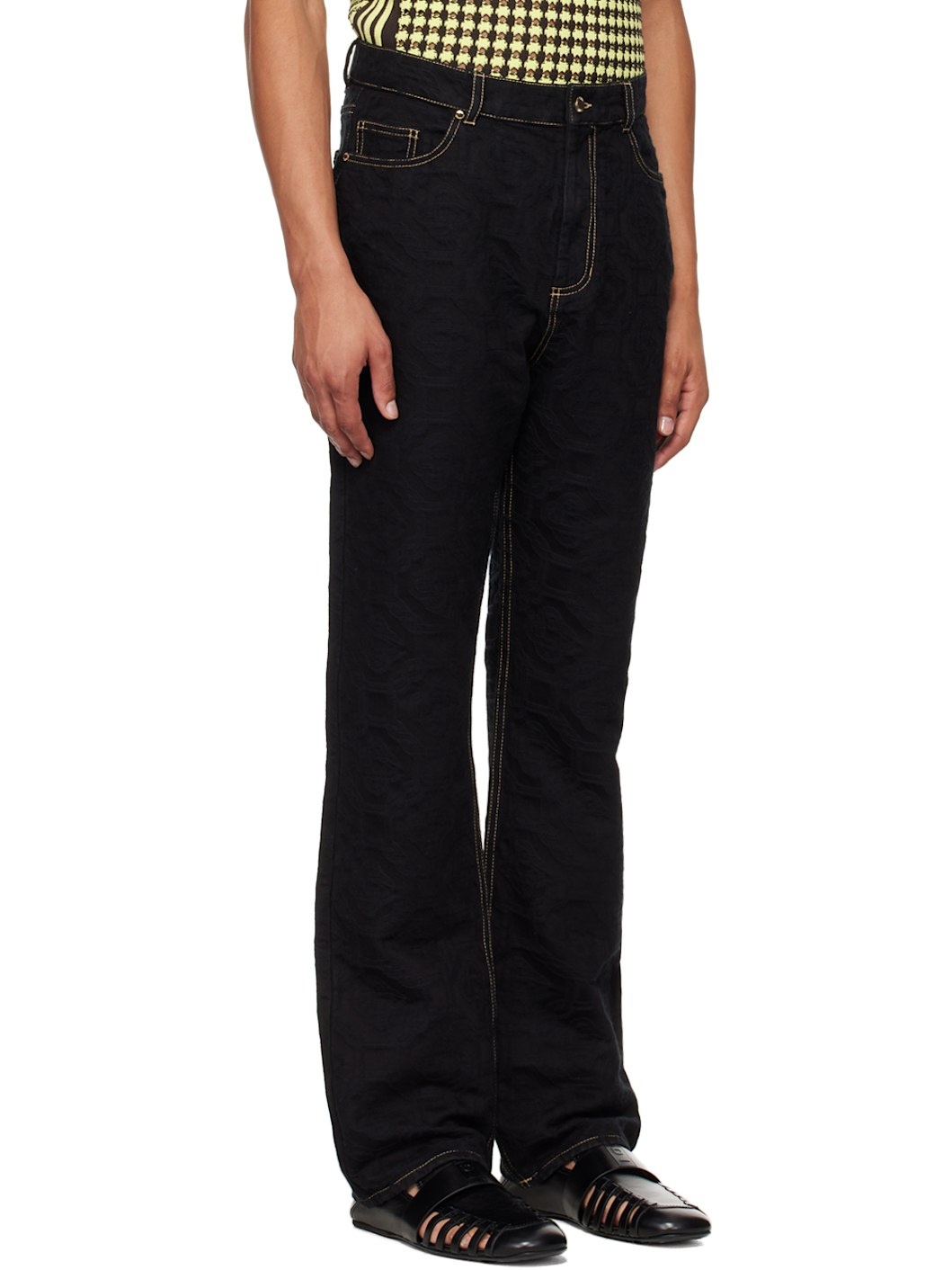 Black Jacquard Jeans - 2