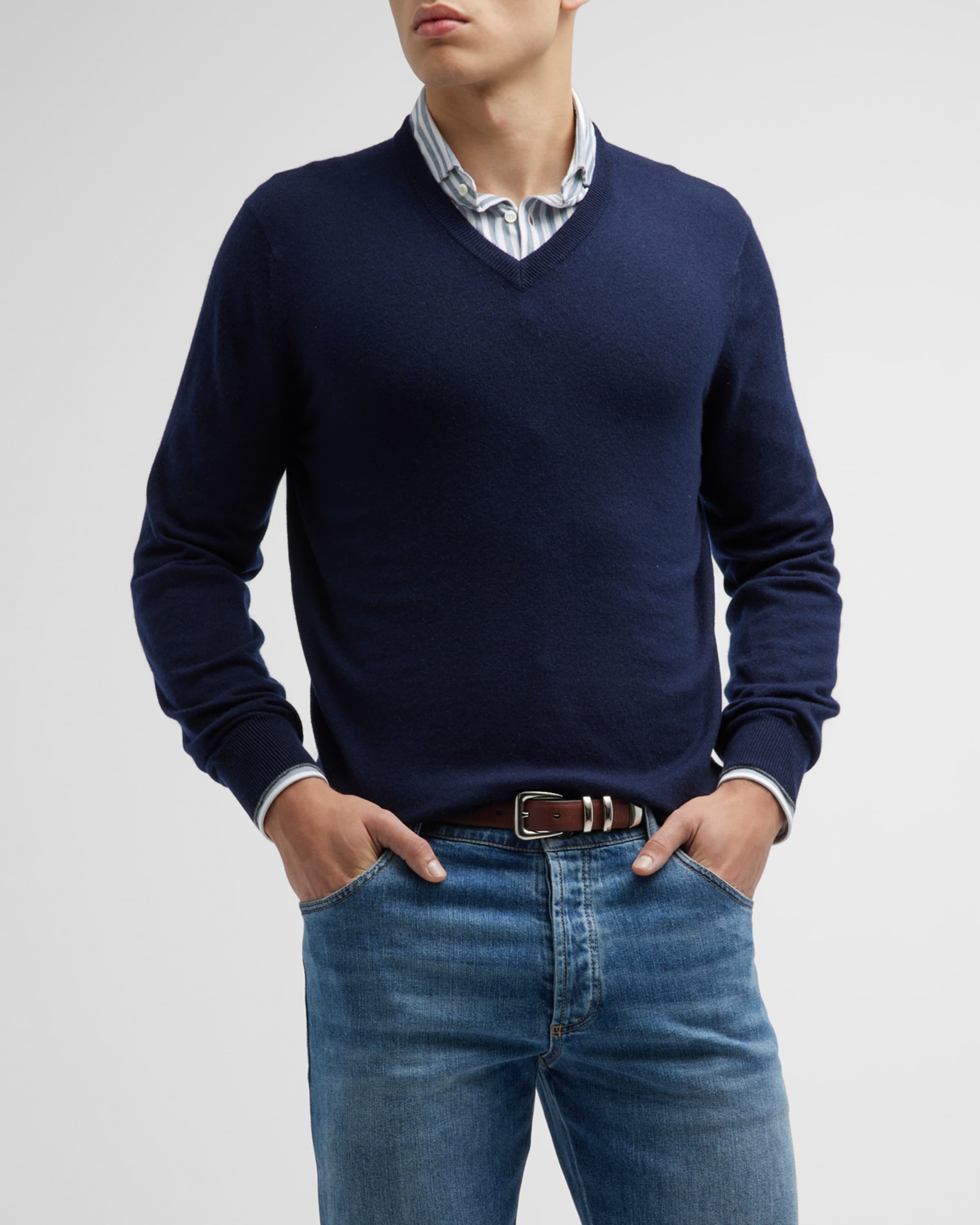 Men's Cashmere V-Neck Sweater - 2