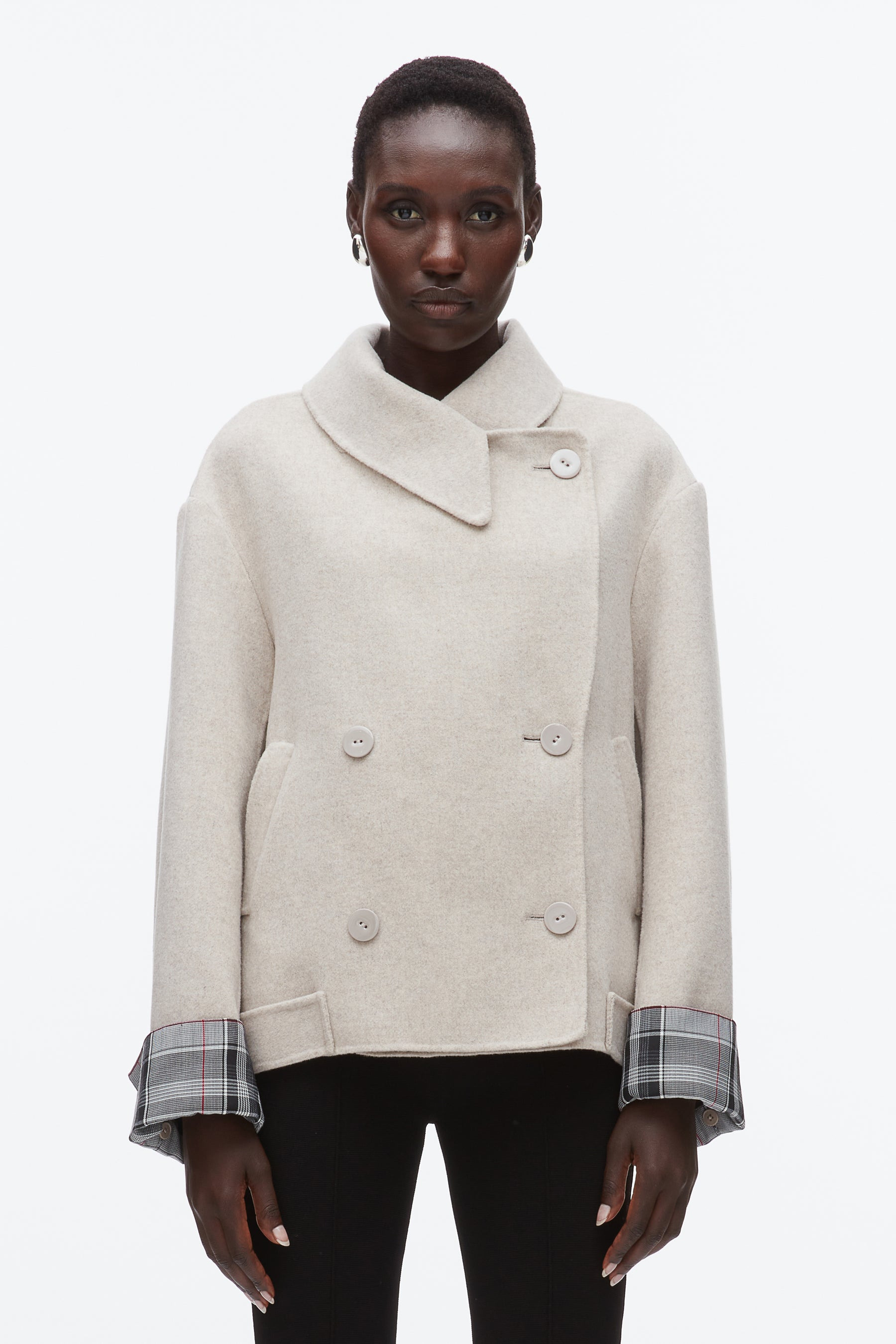 Double Face Cropped Peacoat - 3