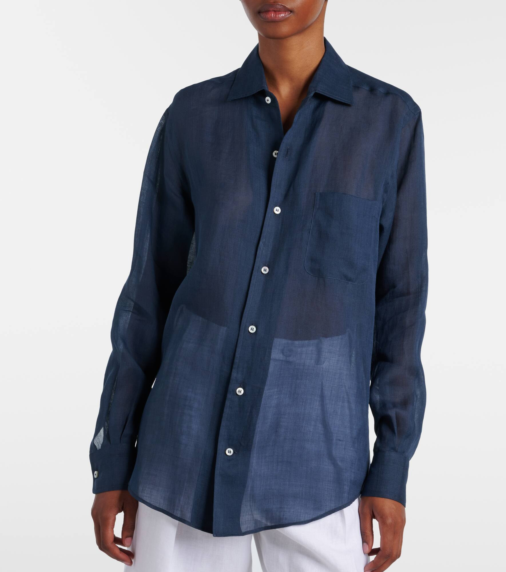 Semi-sheer ramie shirt - 6