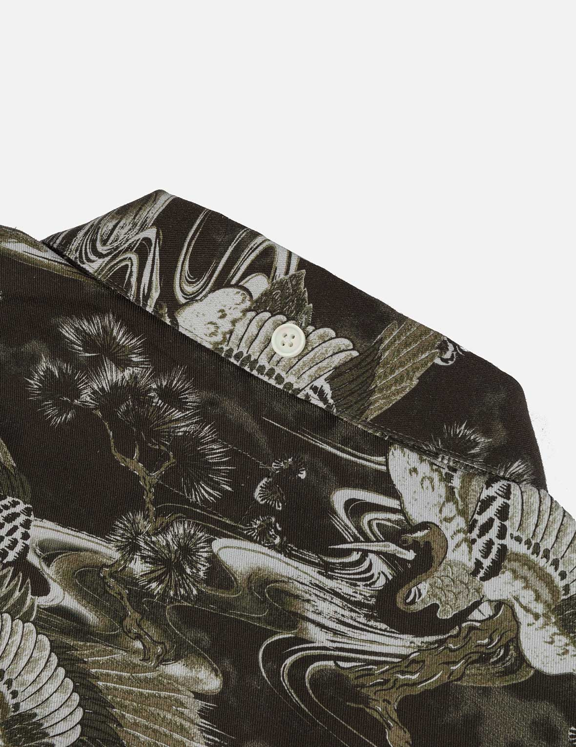 Allover Crane Print Relax Fit Shirt - 5
