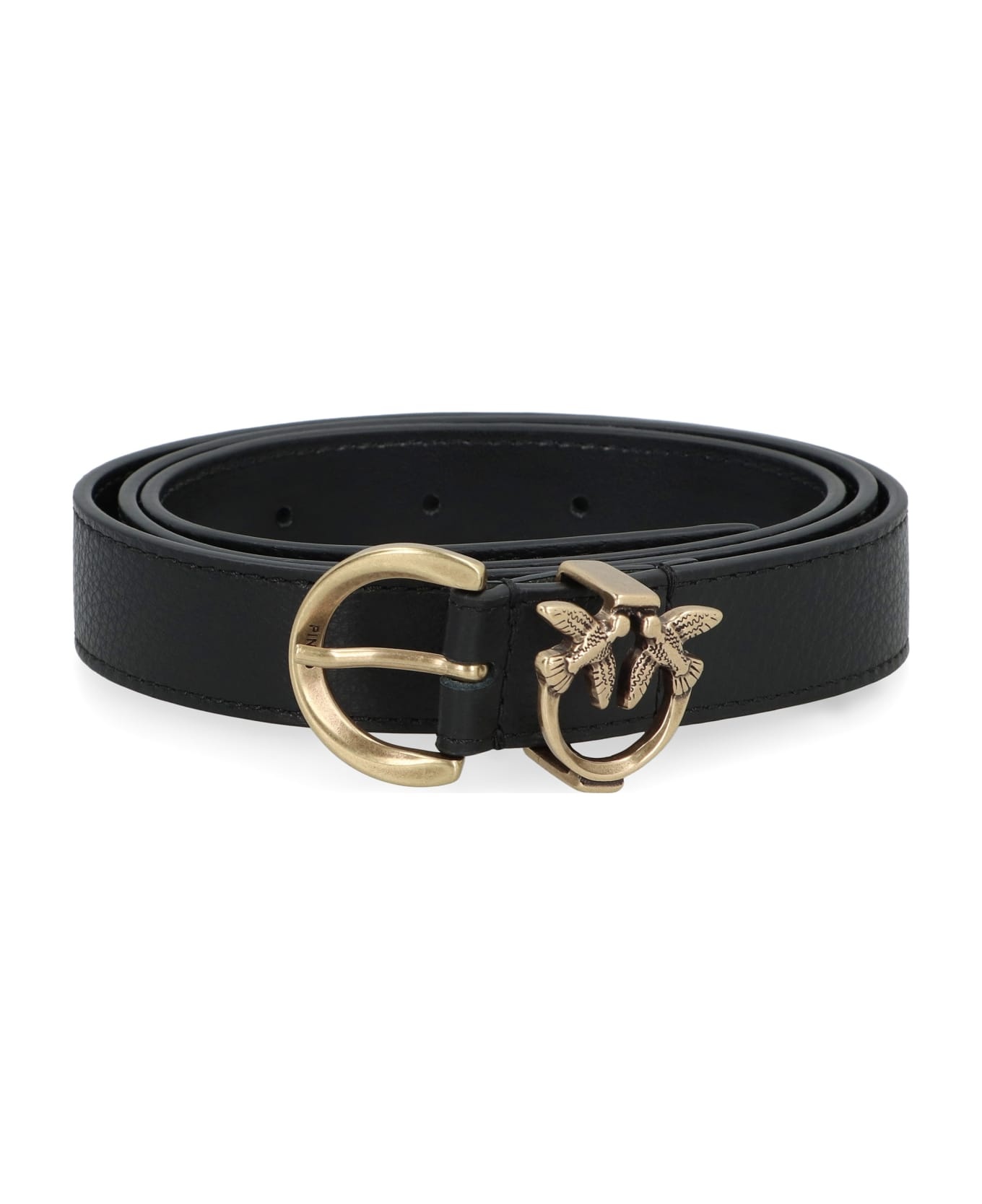Logo Buckle Leather Belt - 2