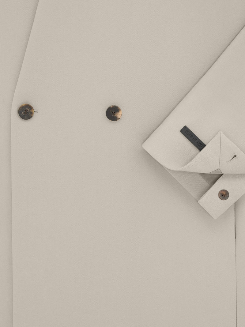 Wool Gabardine Double Breasted Lapelless Blazer 3