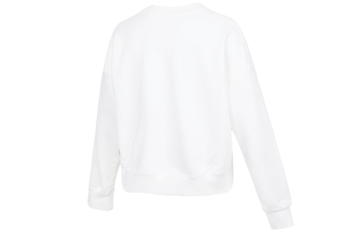 (WMNS) Jordan Solid Color Embroidered Round Neck Long Sleeves White Hoodie DQ0864-100 - 2