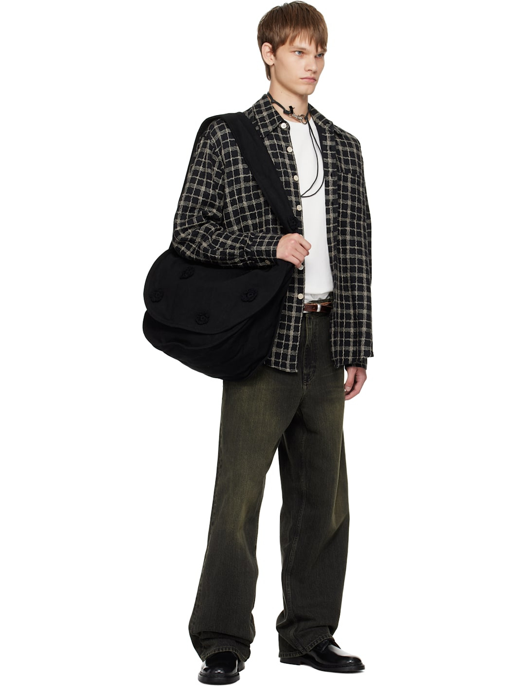 Black Daisy Messenger Bag - 4