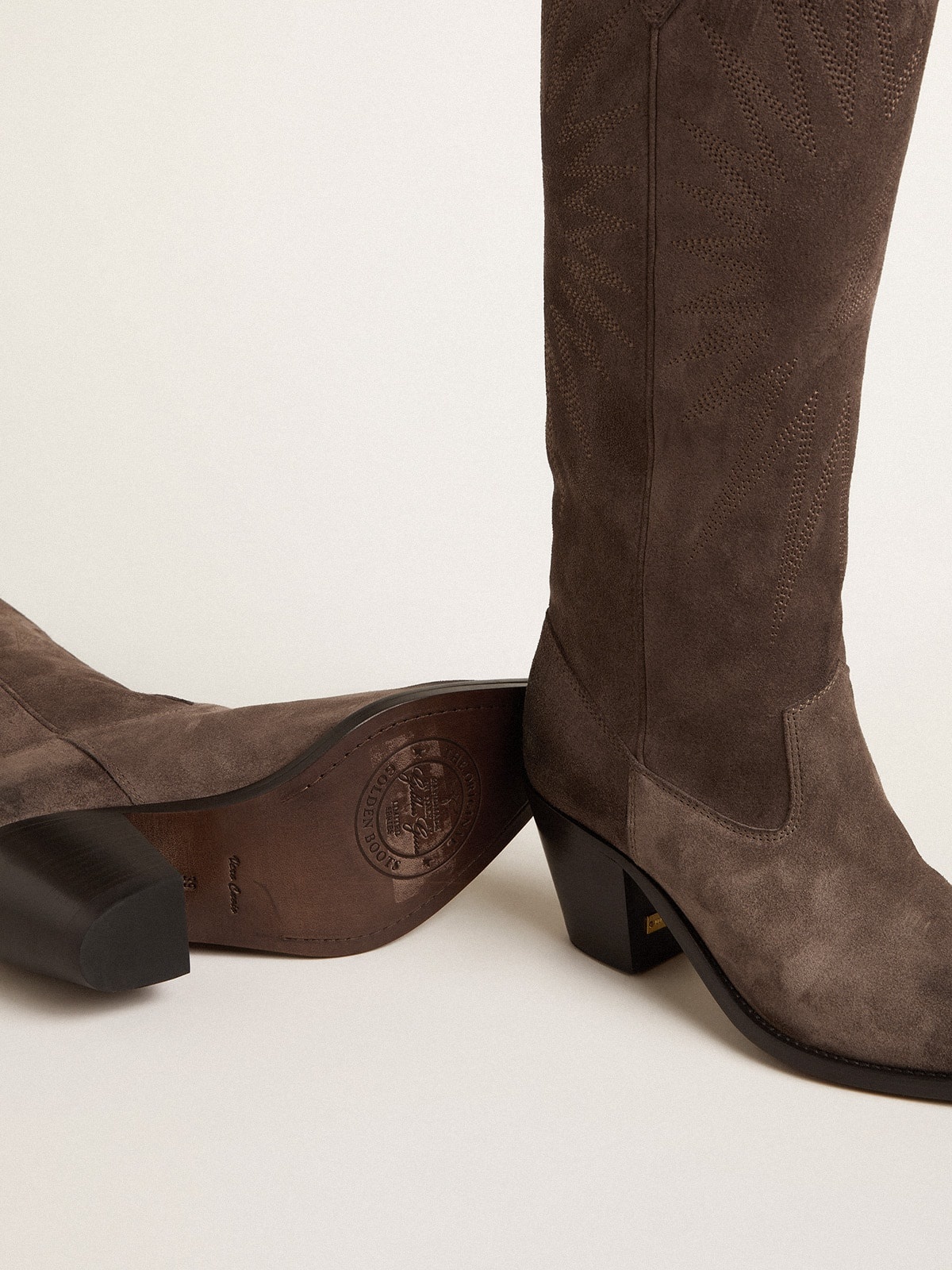Wish Star boots in dark brown suede with tone-on-tone inlay star - 3