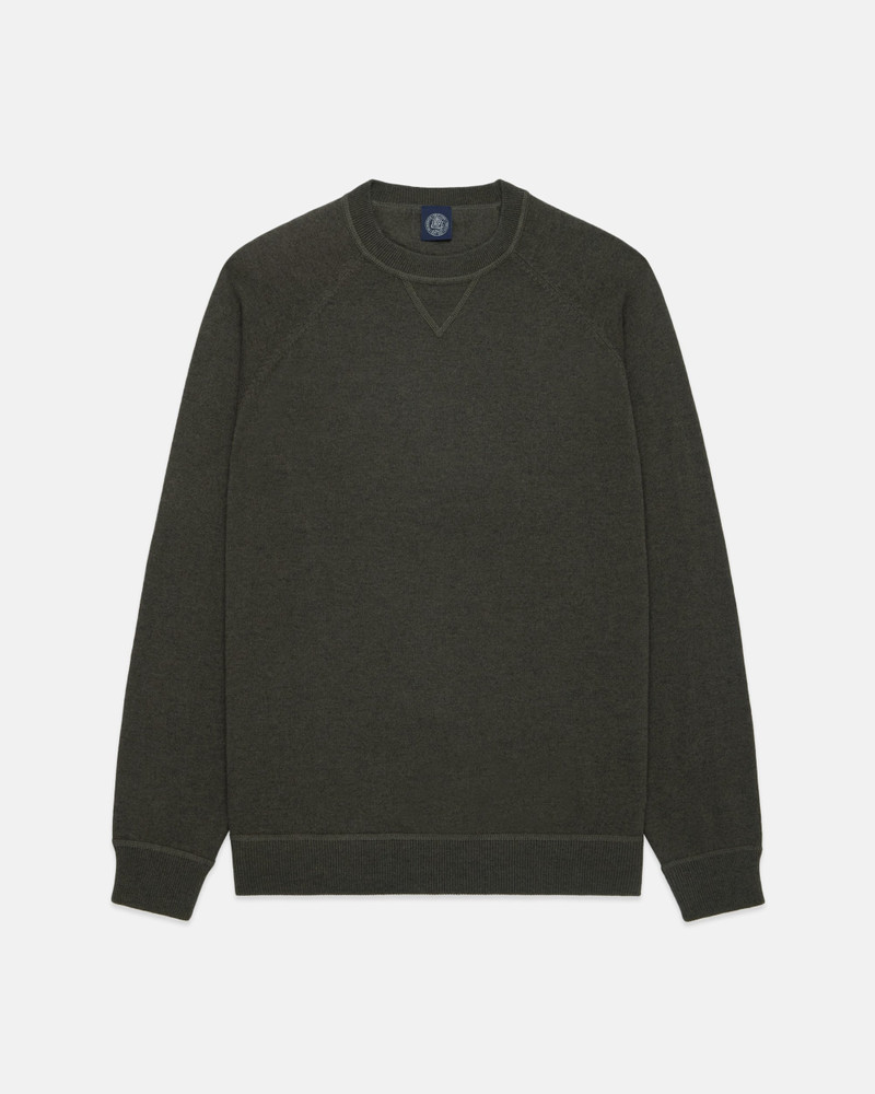 J. PRESS GREEN COTTON-WOOL CREWNECK SWEATSHIRT - TRIM FIT outlook