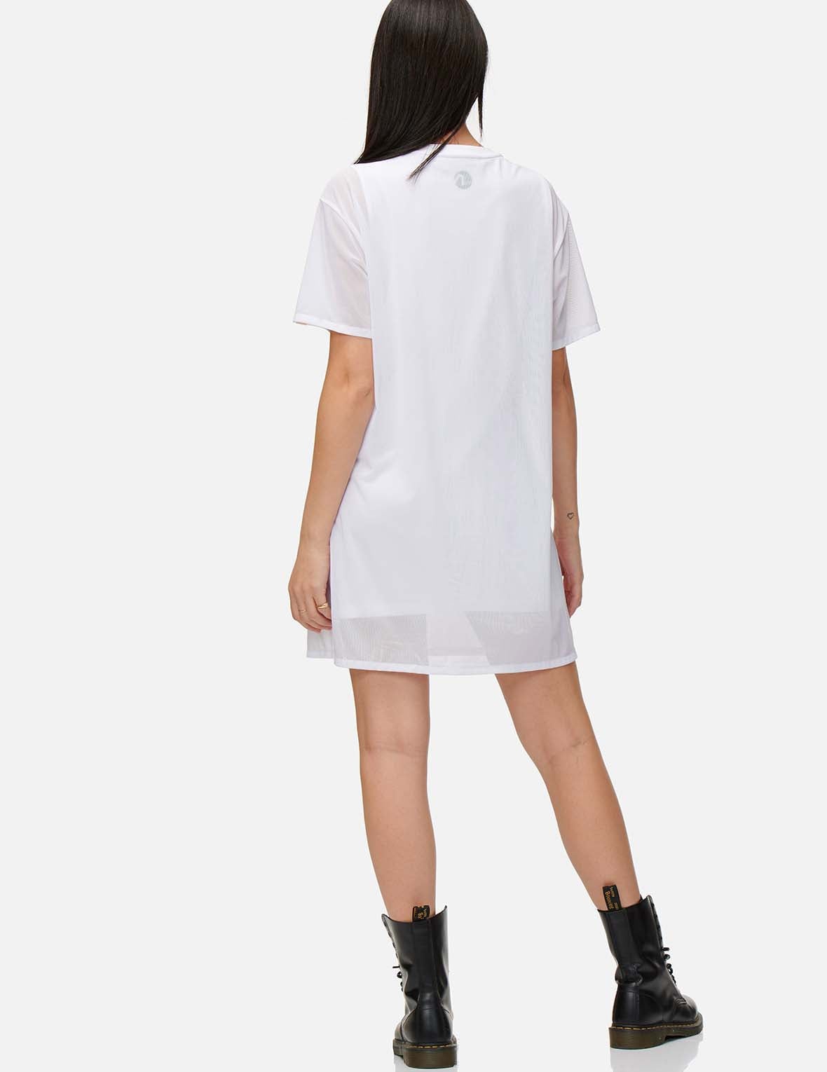 Mesh Overlay T-shirt Dress - 4