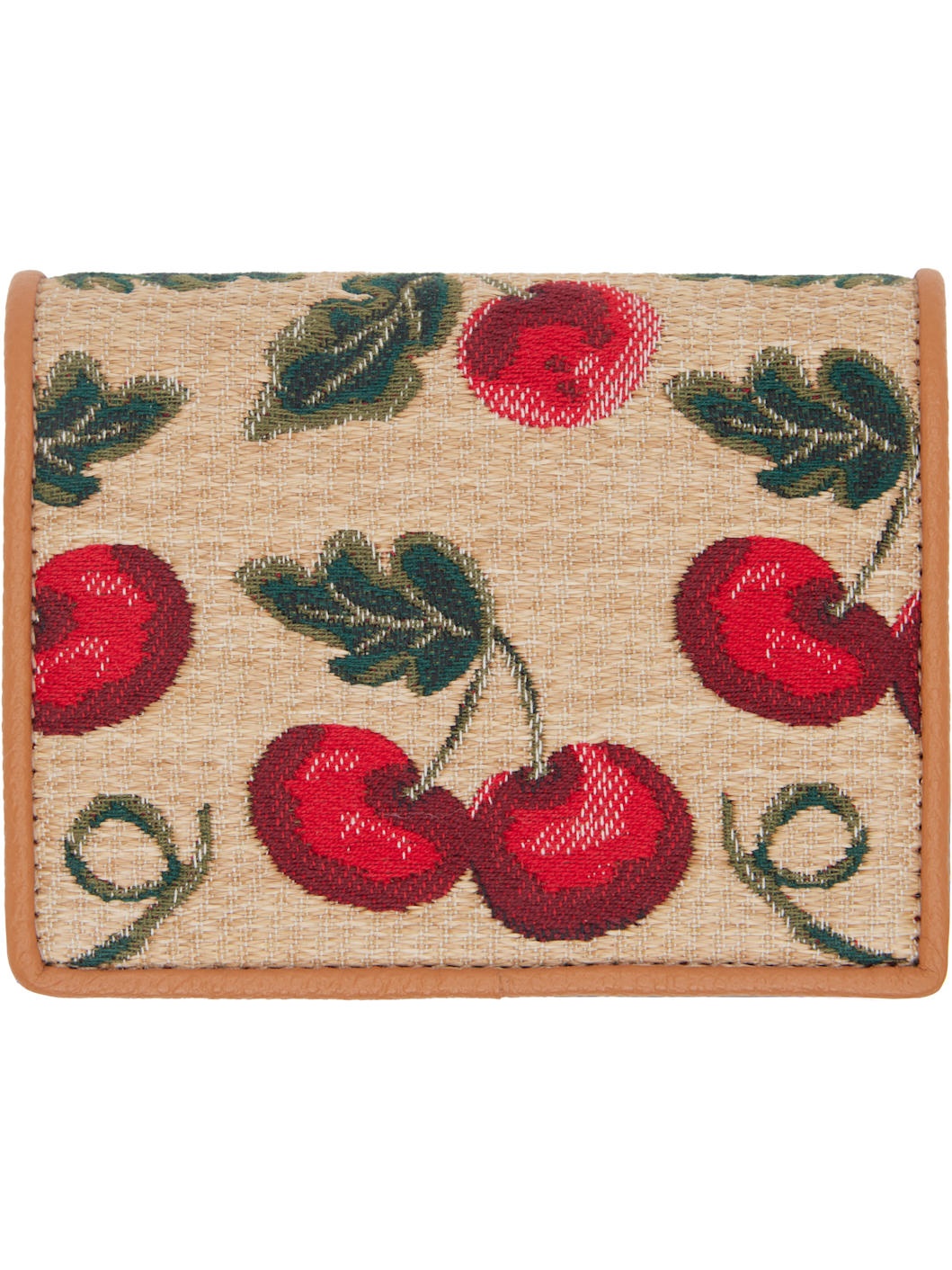 Beige VLogo Signature Cherryfic Jacquard Wallet - 2