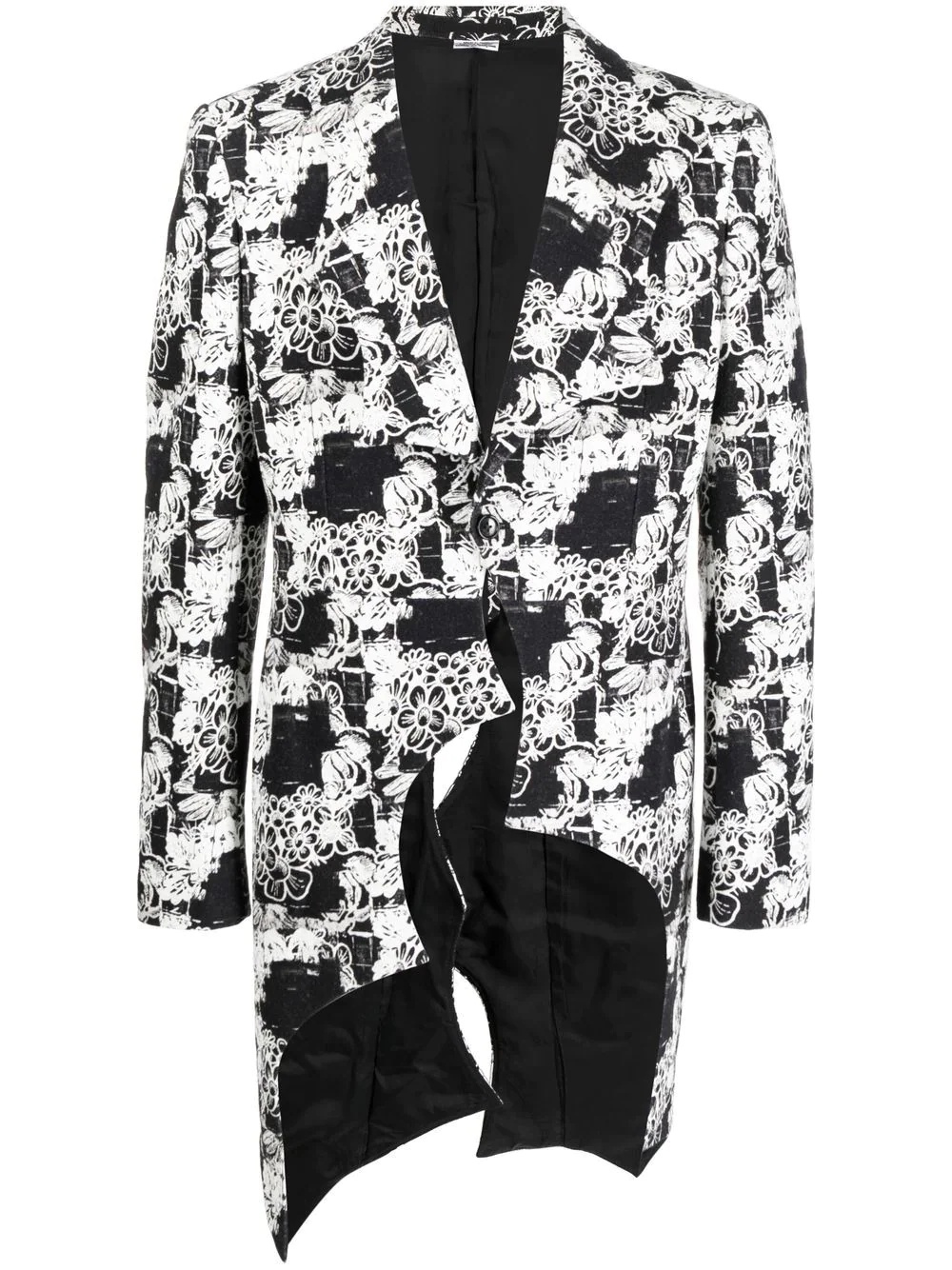 asymmetric-hem printed jacket - 1