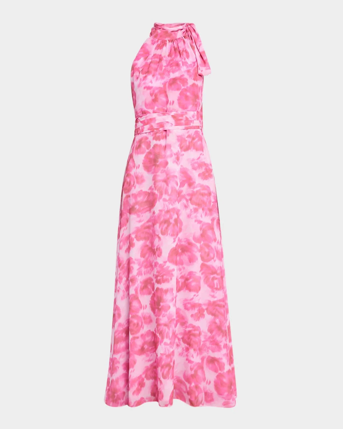 Kayla Floral-Print Chiffon Halter Gown - 1