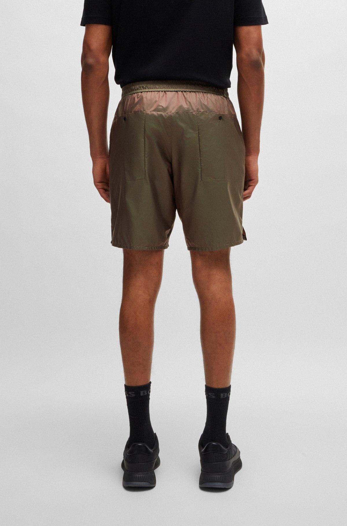 SLIM-FIT SHORTS IN IRIDESCENT RIPSTOP WITH INNER SHORTS - 4