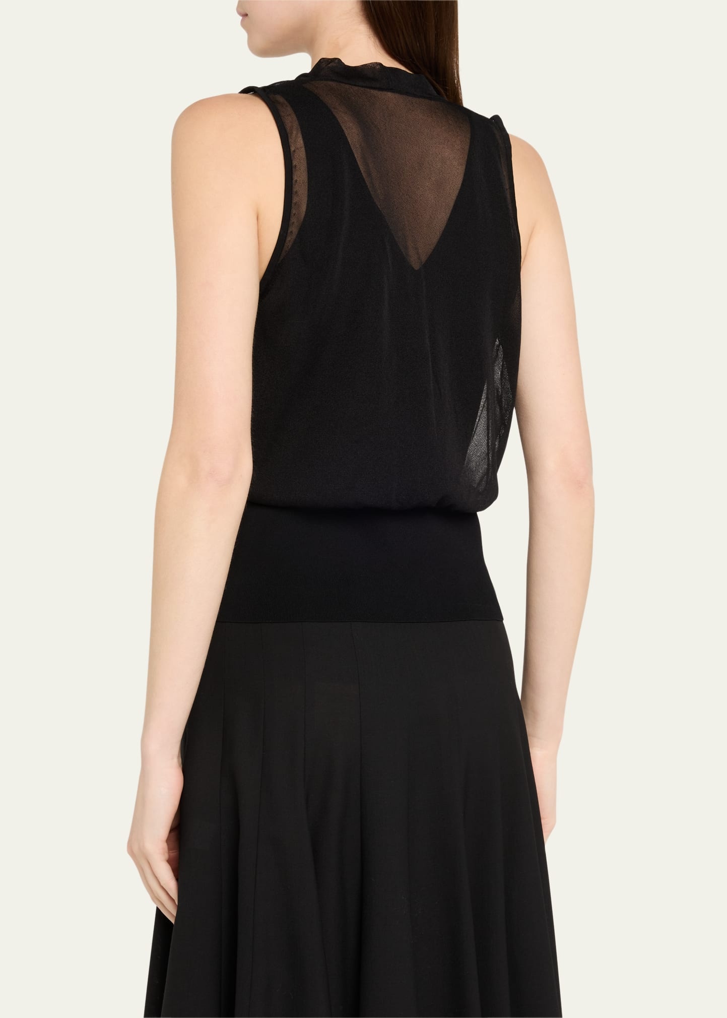 Carmina Sheer Cowl-Neck Tank Top - 3