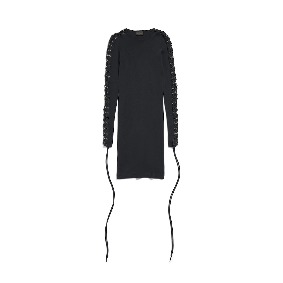 Women's Lace-up Long Sleeve Dress in Black - 1