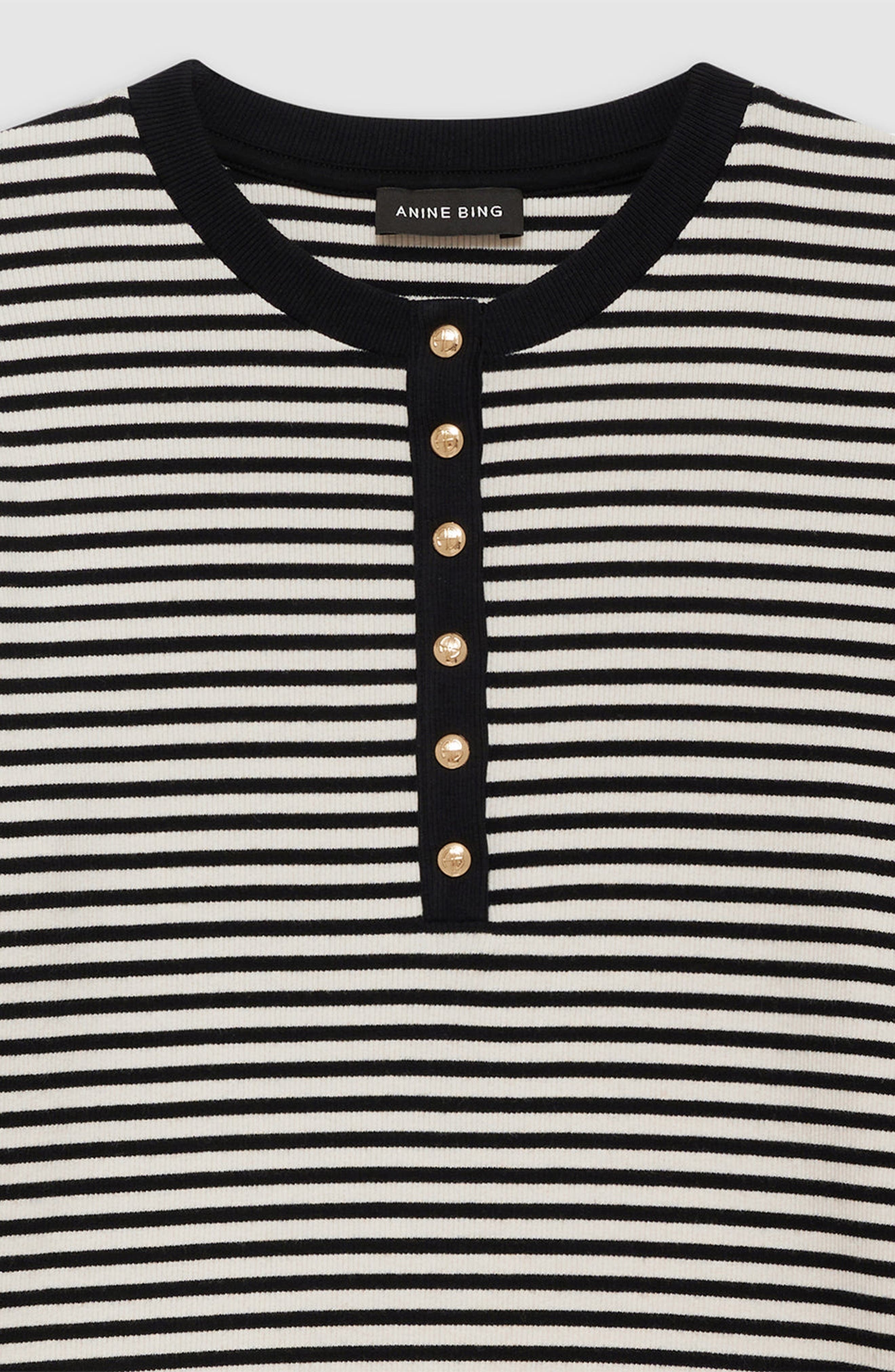 ANINE BING Alessia Long Sleeve Tee in Cream /Black Stripe at Nordstrom - 3