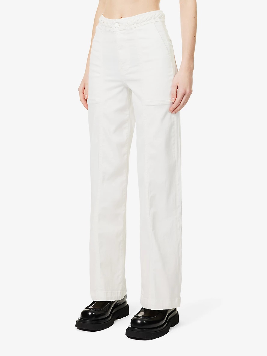 Braided-waistband straight-leg mid-rise jeans - 3