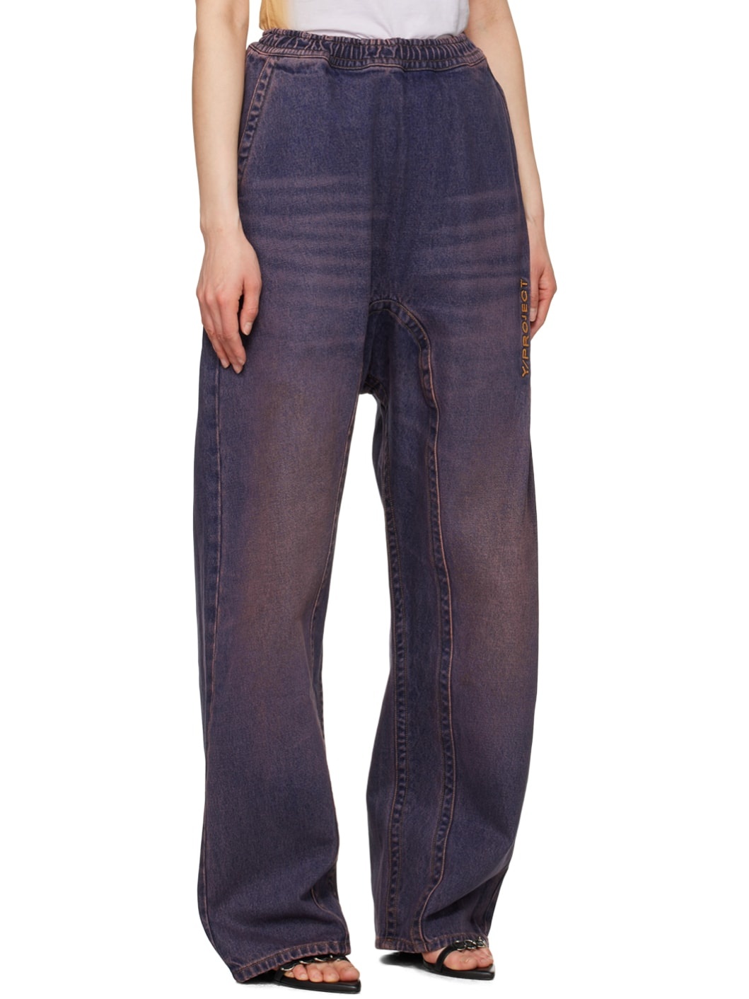 【関税込み】Y/Project ネイビー＆ピンク Souffle ジーンズ Y/Project Navy & Pink Souffle Jeans | REVERSIBLE