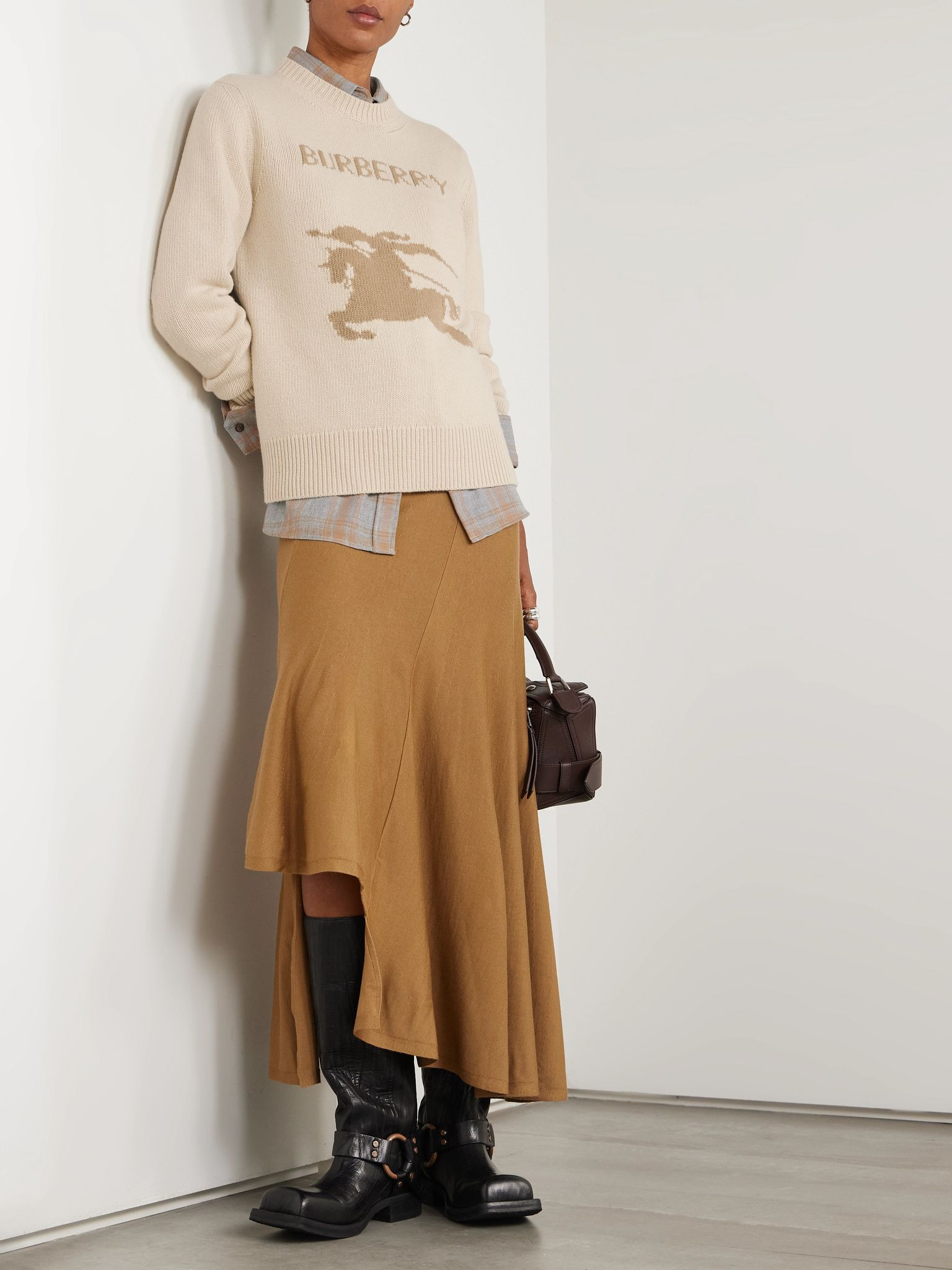 Intarsia-knit cashmere and wool-blend sweater Beige - 2