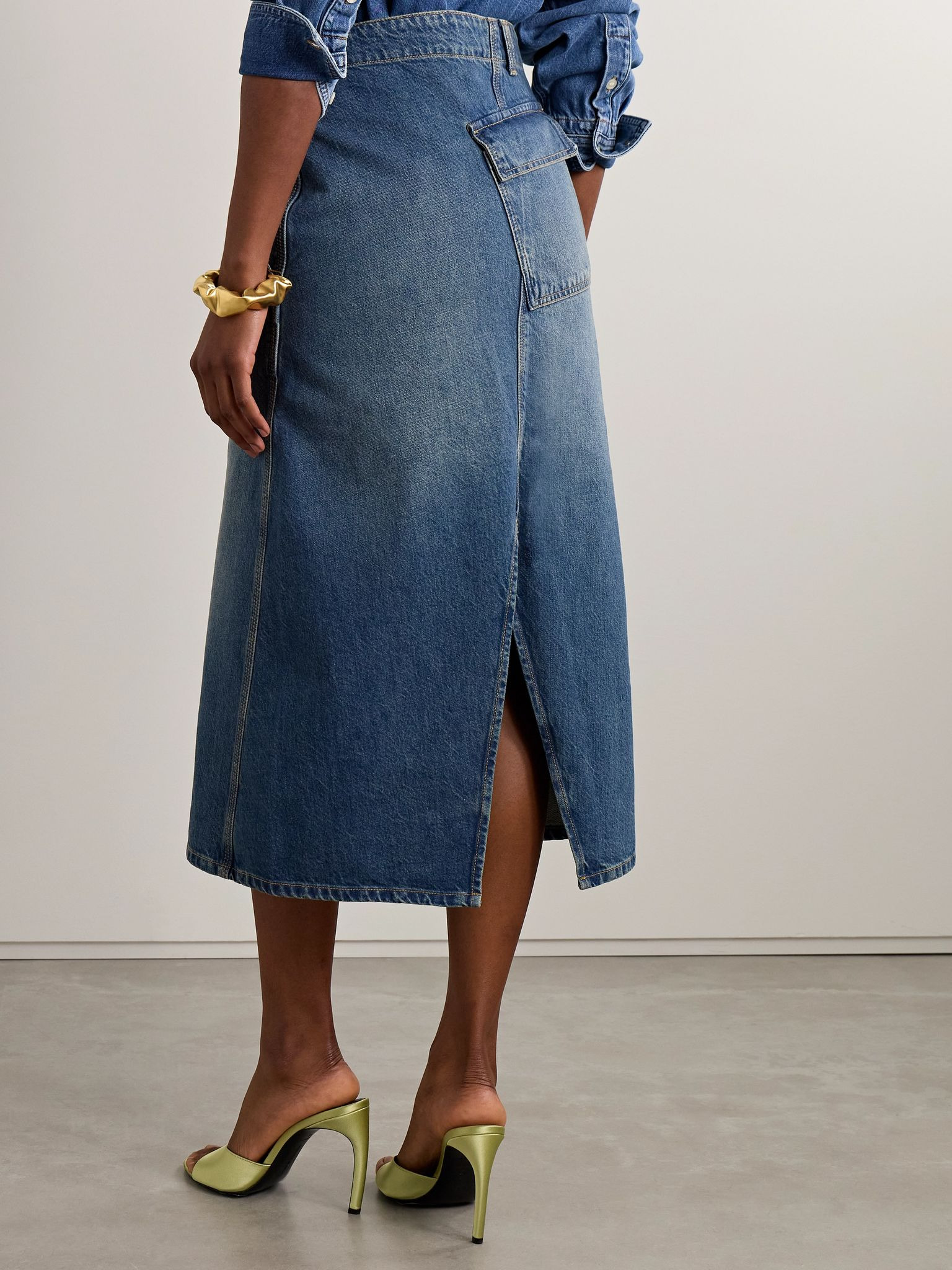 Denim midi skirt Mid denim - 4
