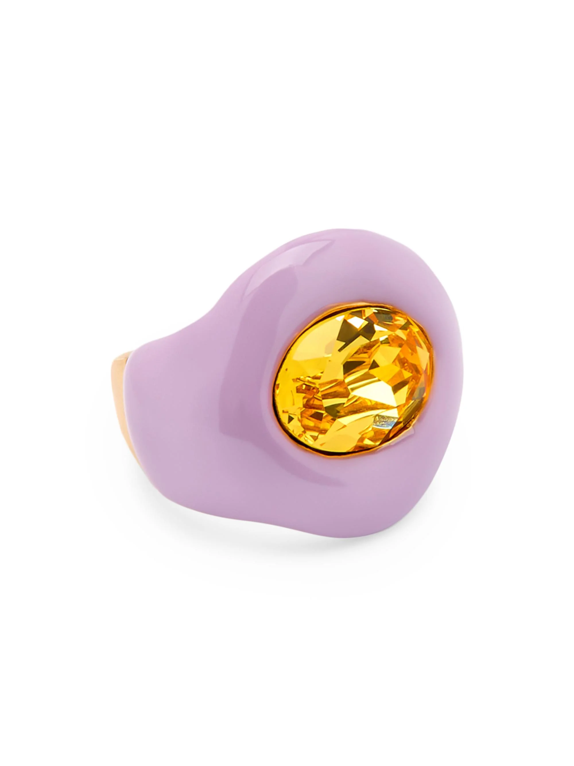 Women's 14K-Gold-Plated, Enamel & Glass Crystal Ring - Lilac - 1
