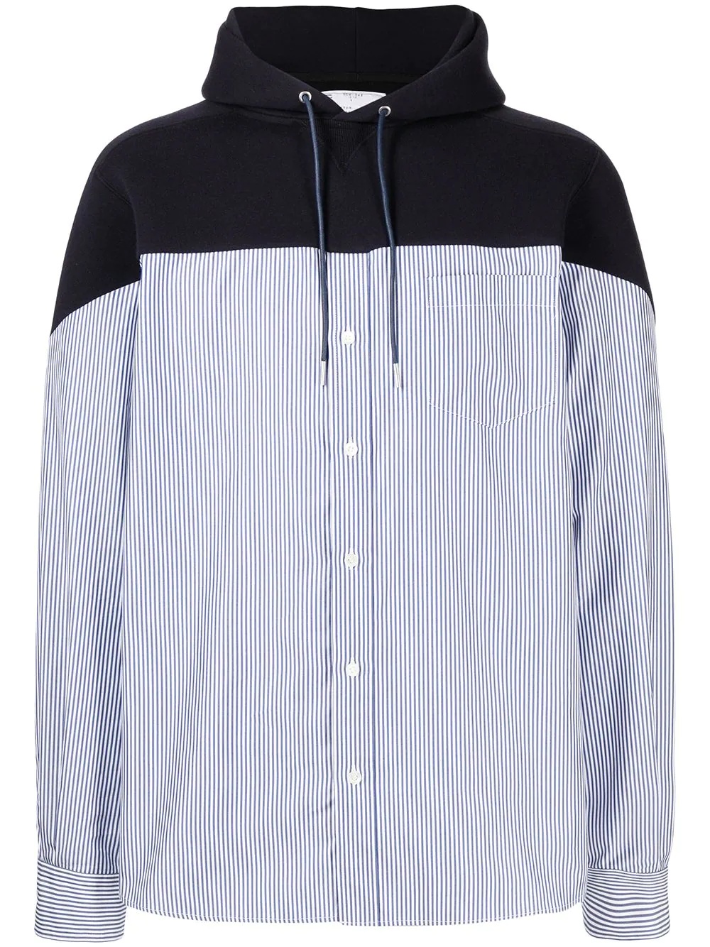 hooded panel button-up shirt - 1