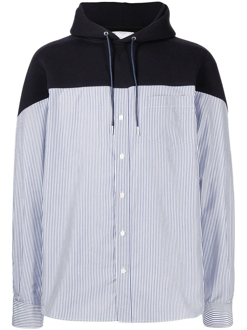 hooded panel button-up shirt 1