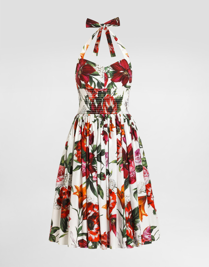 Flower-print poplin dress 1