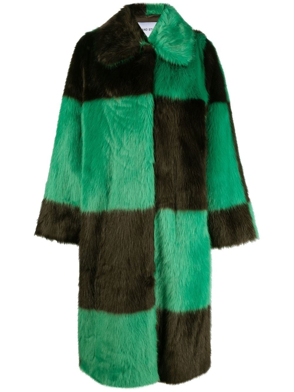 checked faux-fur coat - 1