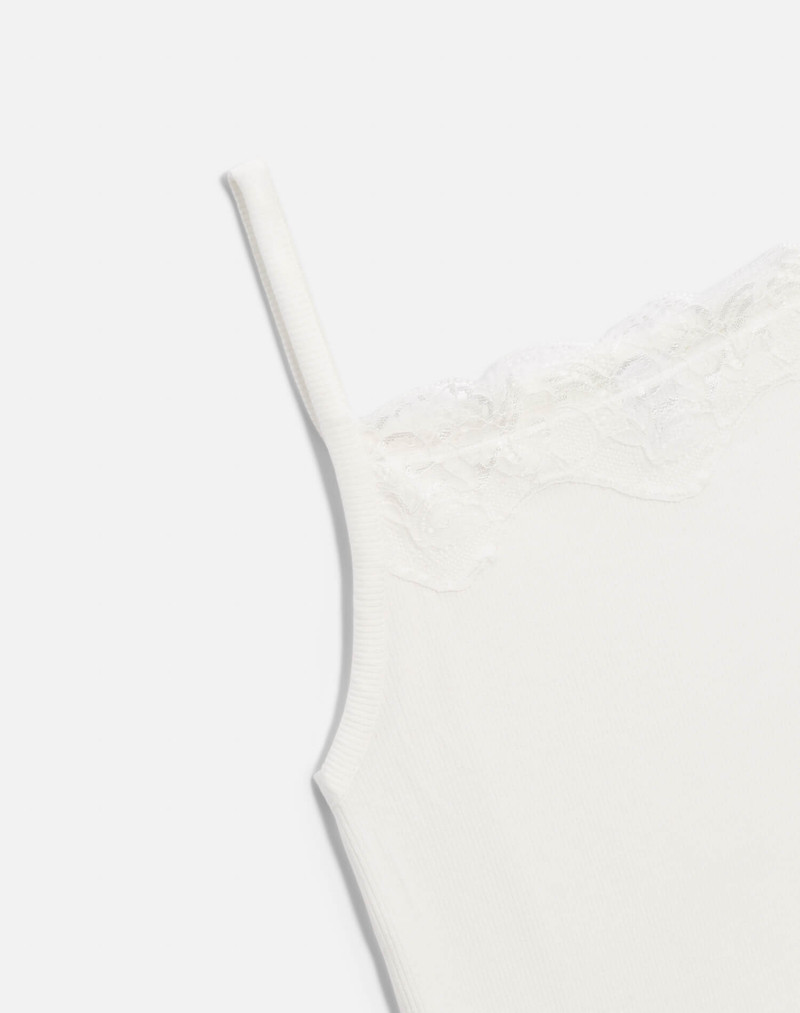 Lace Ribbed Cami - Off White 4