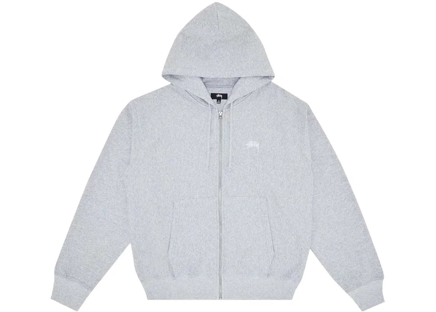 Stussy Stock Logo Zip Hoodie Grey Heather - 1