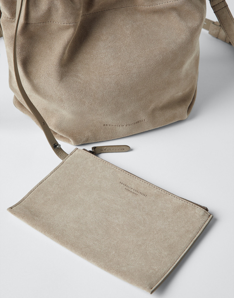 Suede bucket bag with Precious handle 5