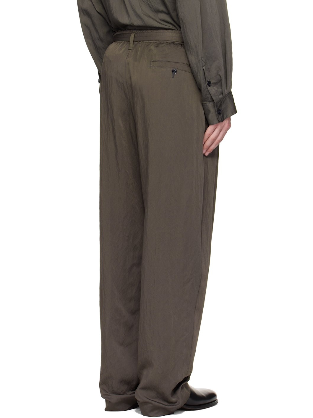 Gray Belted Relaxed Trousers - 3