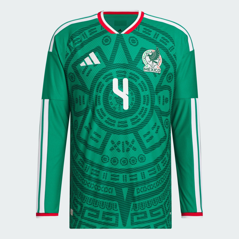 Mexico 26 Home Alvarez Authentic Long Sleeve Jersey 1