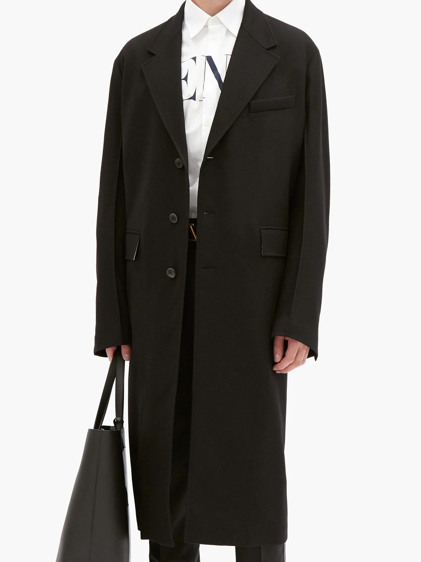 Single-breasted wool-twill coat - 6