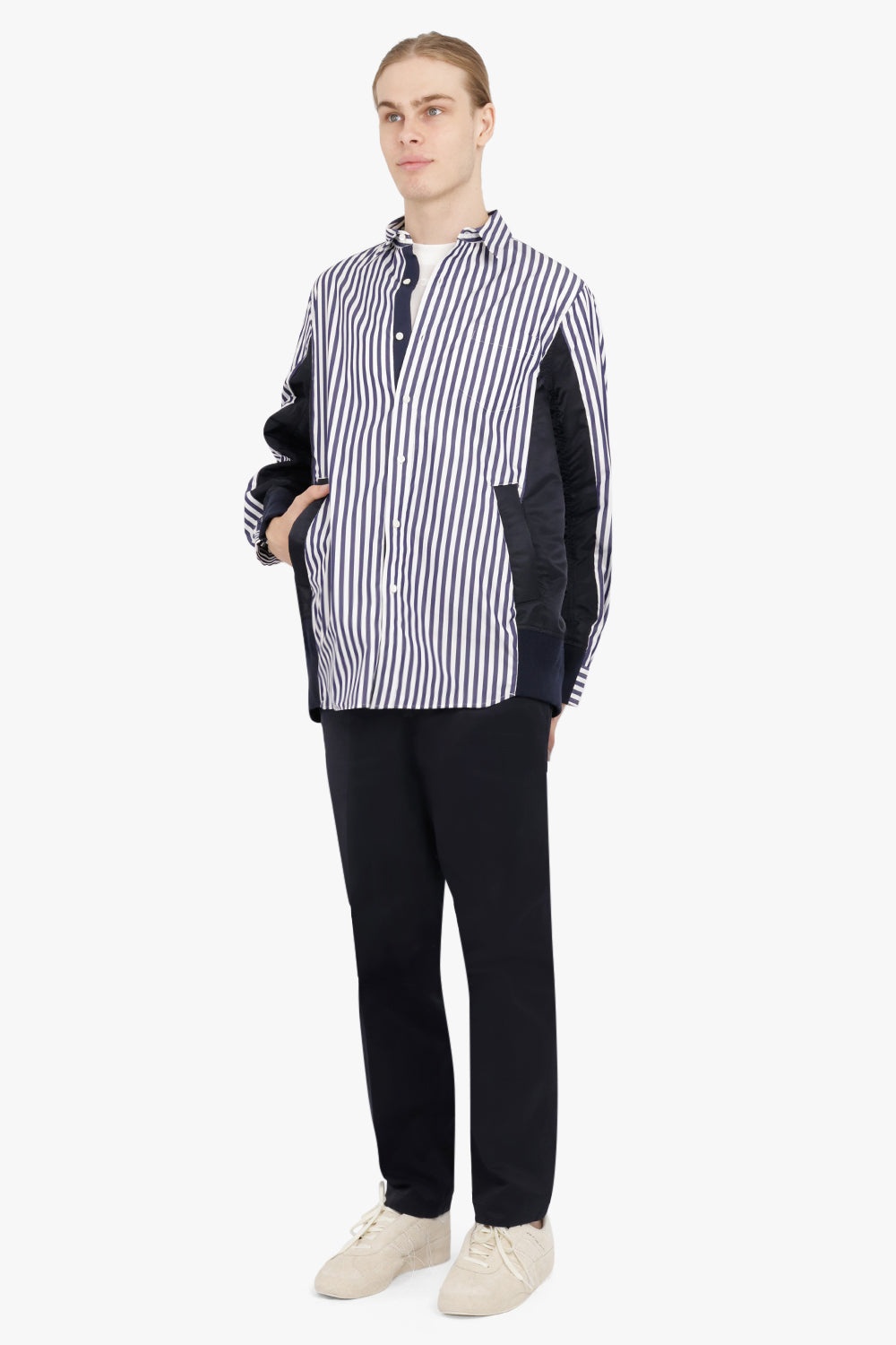 COTTON POPLIN SHIRT | NAVY STRIPE - 2