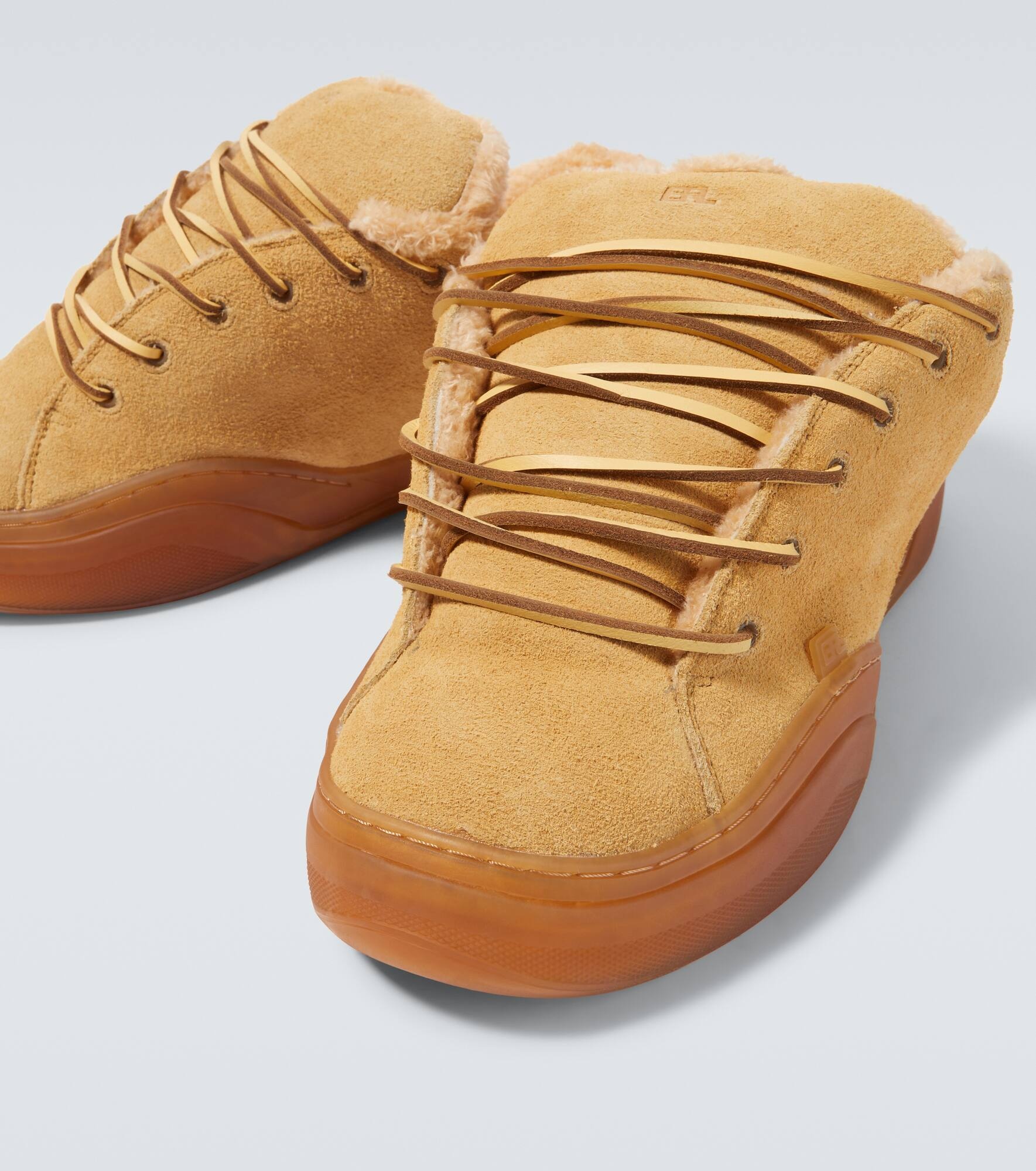 Sand Vamp shearling-lined suede sneakers - 3