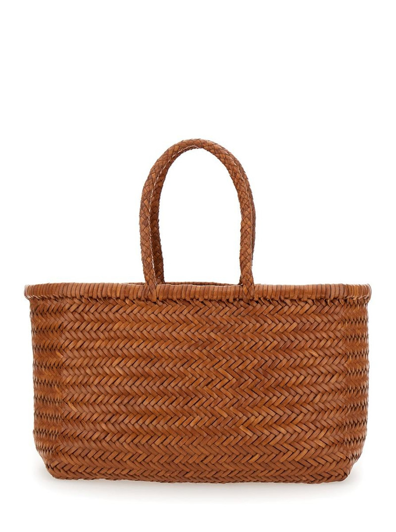 DRAGON DIFFUSION Dragon Diffusion 'Bamboo Triple Jump' Light Brown Tote Bag In Woven Leather Woman outlook