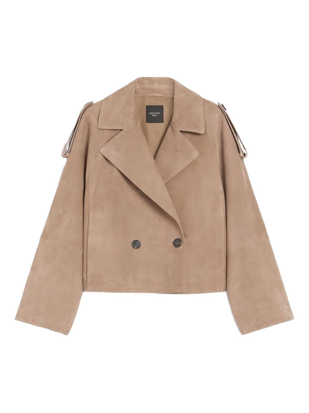 double-breasted suede jacket - 1