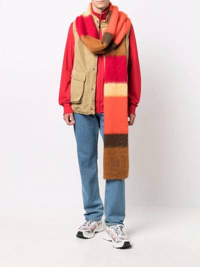 Moncler colour block logo-patch scarf outlook