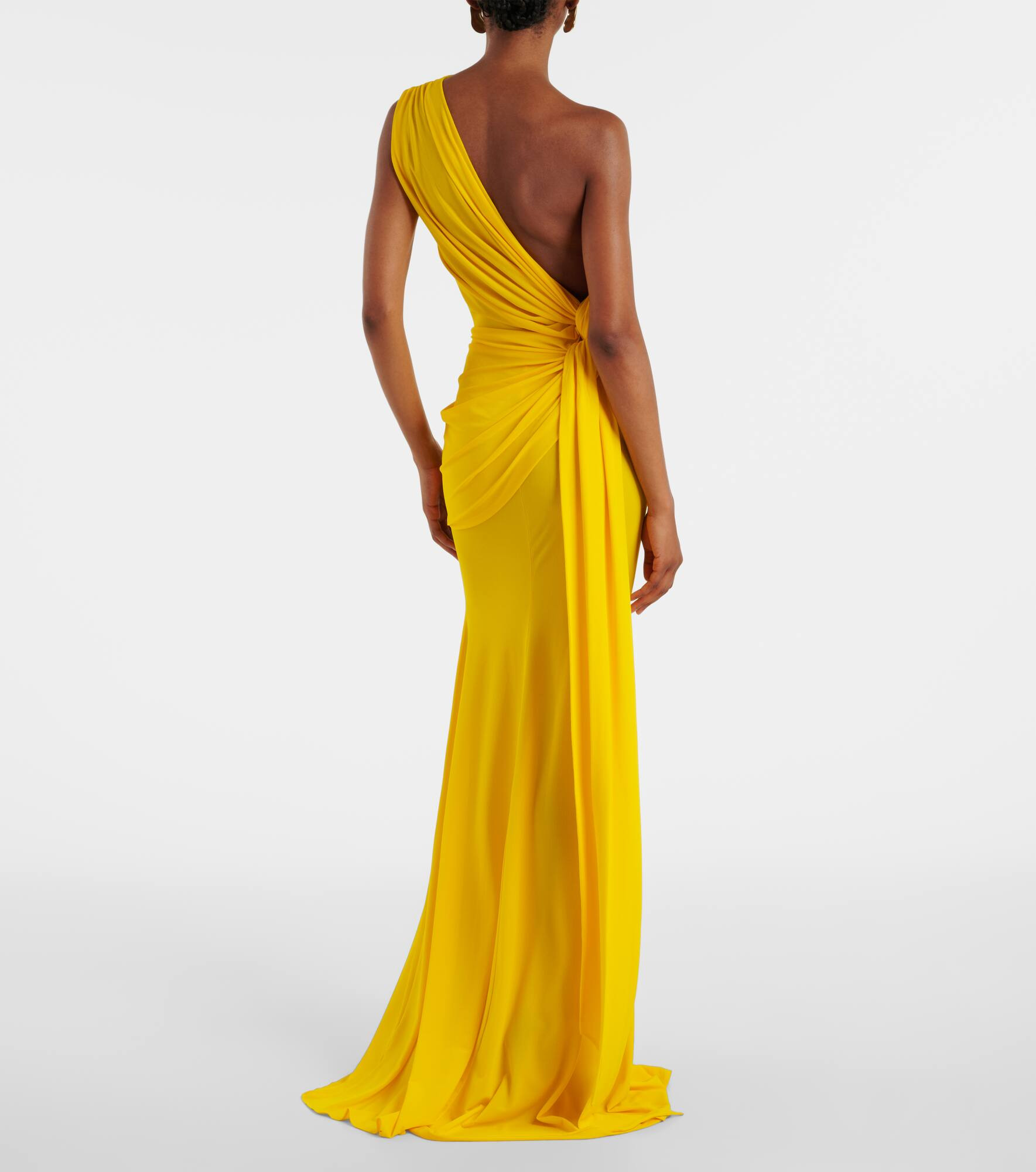 Draped one-shoulder crêpe jersey gown - 3